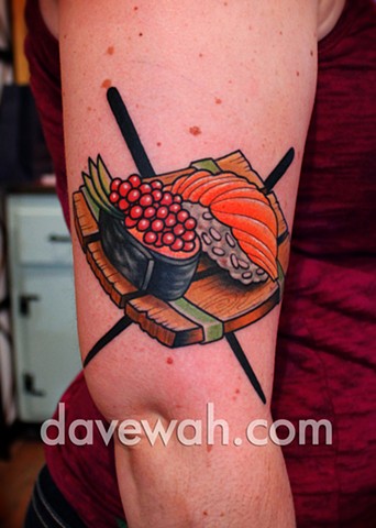 sushi tattoo by dave wah at stay humble tattoo company in baltimore maryland the best tattoo shop in baltimore maryland