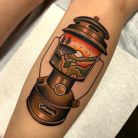 coleman lantern tattoo by dave wah at stay humble tattoo company in baltimore maryland the best tattoo shop and artist in baltimore maryland
