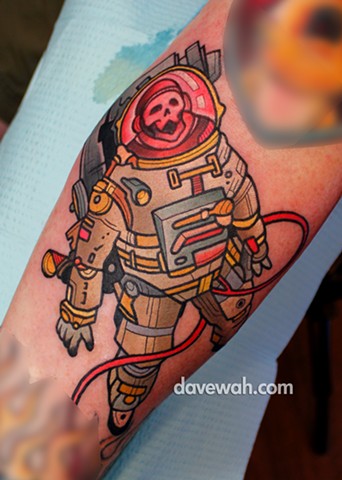 astronaut tattoo by dave wah at stay humble tattoo company in baltimore maryland the best tattoo shop in baltimore maryland