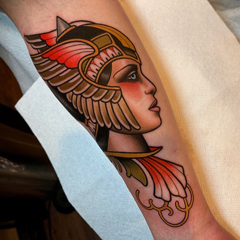 valkyrie girl tattoo by dave wah at stay humble tattoo company in baltimore maryland the best tattoo shop and artist in baltimore maryland