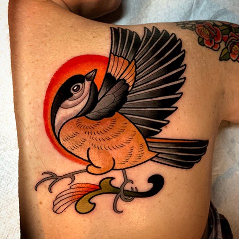 chickadee tattoo by tattoo artist dave wah at stay humble tattoo company in baltimore maryland the best tattoo shop in baltimore maryland