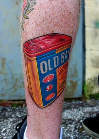 Old bay can tattoo by Dave Wah