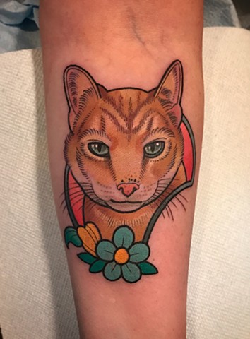 cat tattoo by dave wah at stay humble tattoo company in baltimore maryland the best tattoo shop in baltimore maryland
