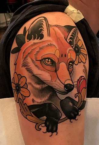 fox tattoo by tattoo artist dave wah at stay humble tattoo company in baltimore maryland the best tattoo shop in baltimore maryland