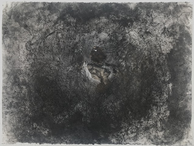 "Witness 4"
April 2020 
performative drawing with rocks, tea, and charcoal
