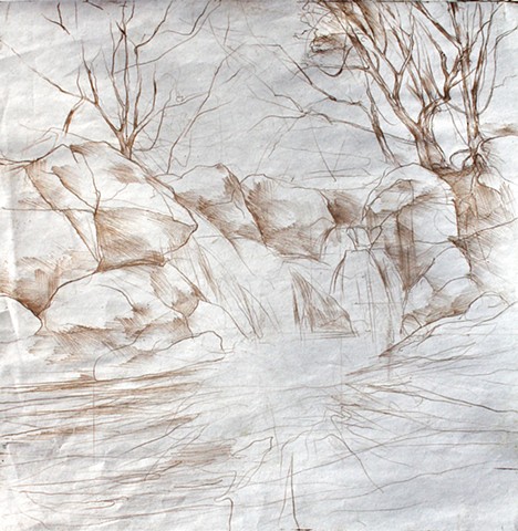 soft-ground drawing for 
'Falls at Burnt Mills'