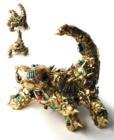 sean e avery cd sculpture mixed media sculpture shiny sculpture thorny devil 