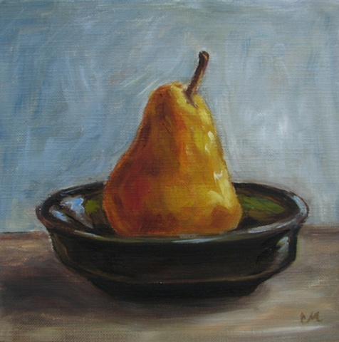 "Single Pear in a Bowl"