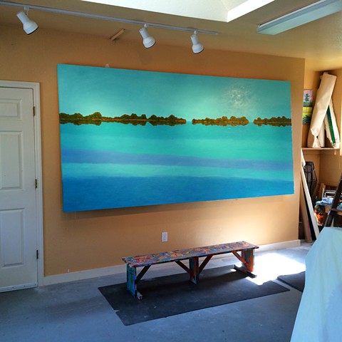 Dolphin Flats by Florida Artist Gary Borse is currently on display at the Hyatt Grand Cypress Hotel in Orlando, FL