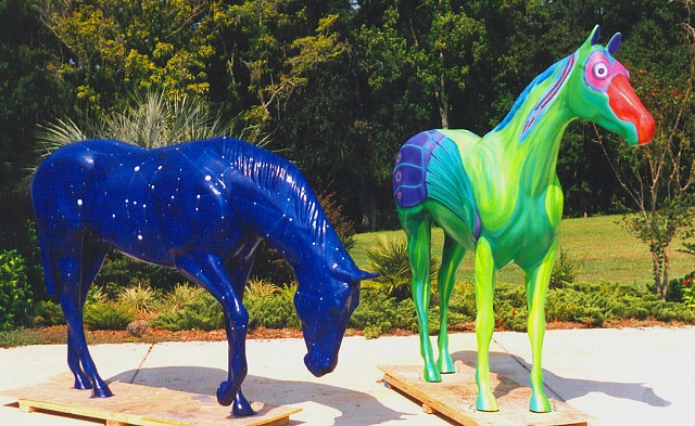 HORSEFEVER Ocala Marion Cultural Alliance 2001 Orion and Paradiso by artist Gary Borse of Fairfield FL