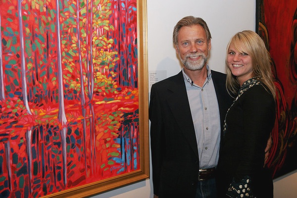 Gary Borse at the Boca Raton Museum of Art with painting Styx and daughter Katherine