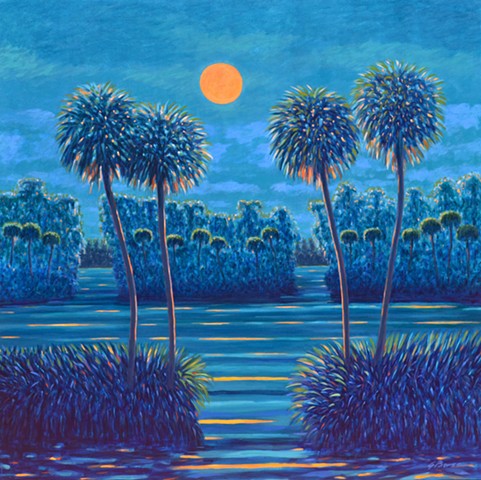 Moonstruck painted by Florida Artist Gary Borse is Available at Plum Contemporary Art Gallery in St Augustine Florida