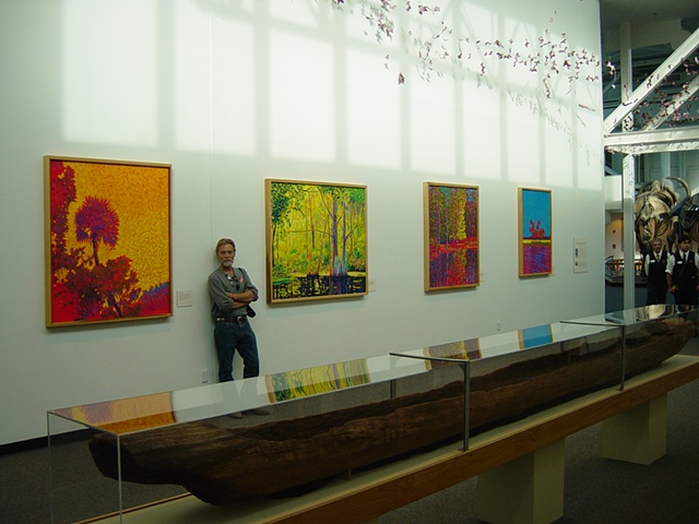 Gary Borse with paintings 2007 at the Florida Museum of Natural History in Gainesville, FL