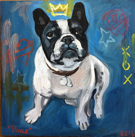oil painting of french bulldogs