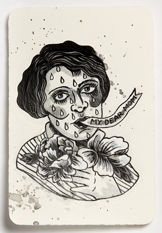 Tattoo flash inspired by traditional tattoo imagery focusing on femininity, mothering and death