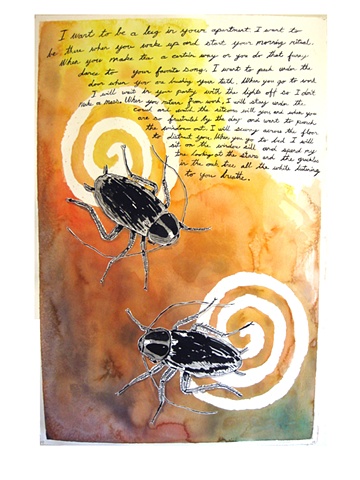 Bugging watercolor with text large scale drawing