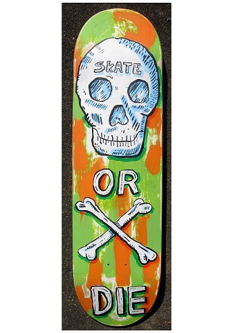 Skate or Die private collectors request for their child, something 80's type skateboard with skulls