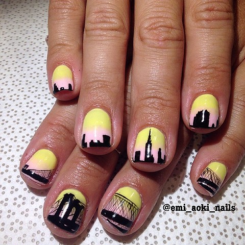 NYC Nails - Empire State Building x Brooklyn Bridge Silhouette  