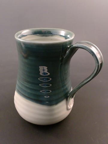 Large mug, glazes in Shaner Oribe over clear