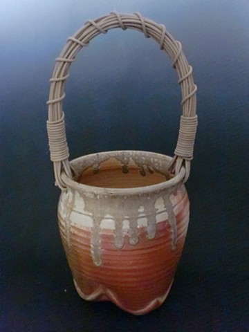 Tripod Basket with Handmade Cane Handle