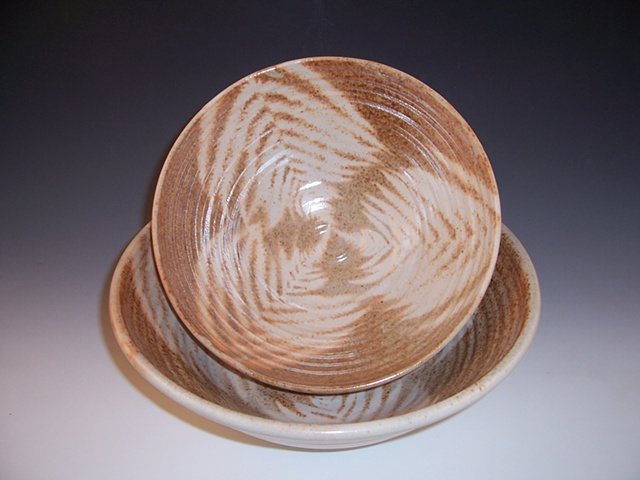 Serving Bowls with Fern Pattern