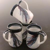 Mugs, new glaze pattern with white base.