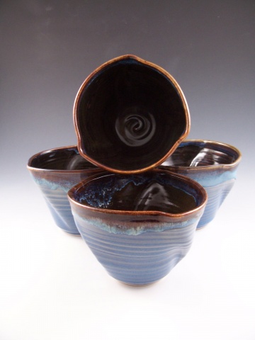 Twisted Bowls in Blue w/Temmoku Interior