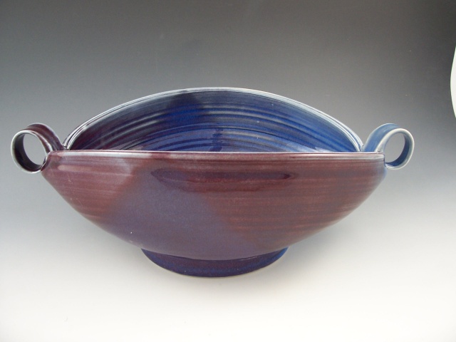 Altered Serving Bowl in Plum with Loop Handles