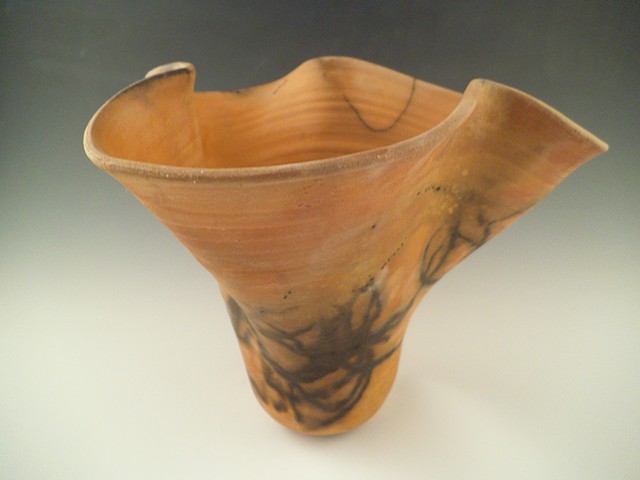 Raku Vase with Horsehair Design