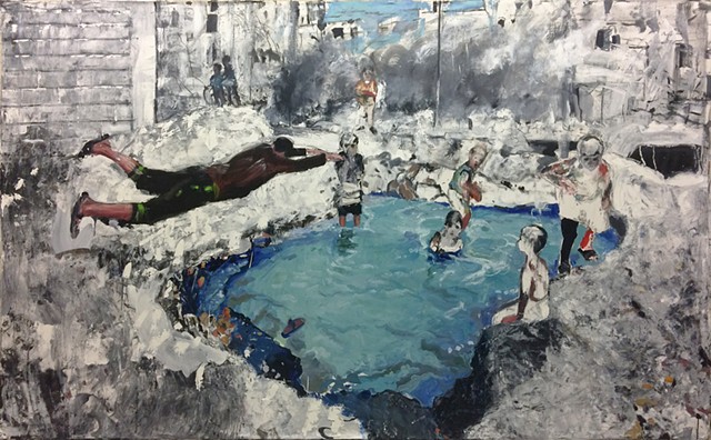 A Water Hole (inspired by a photograph posted by the Aleppo Media Center.) 
