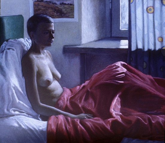 Untitled (a model under a red blanket)