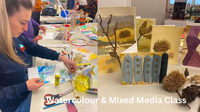 Teaching watercolour mixed media Sydney, Pine St Creative Arts Space
