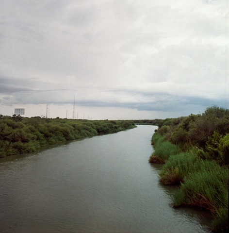 "The Rio Grande River; Mexico on left & US on right". 2009.