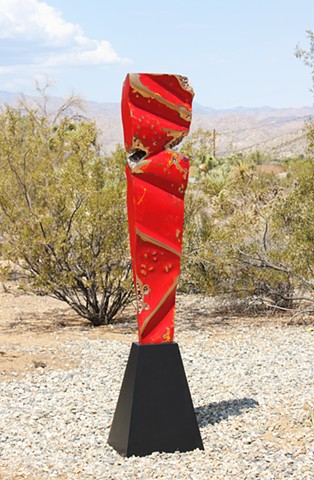 Free-standing painted bronze sculpture #red