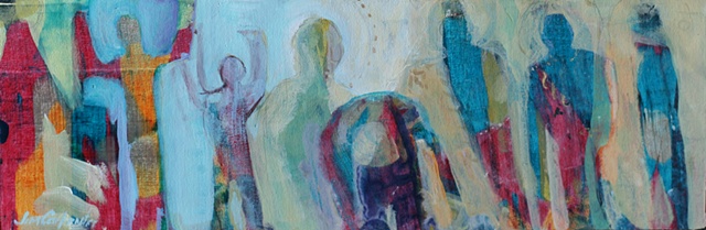 Storyboard VII is an original acrylic painting of figures of the spirit on canvas by Gainesville FL artist Jim Carpenter