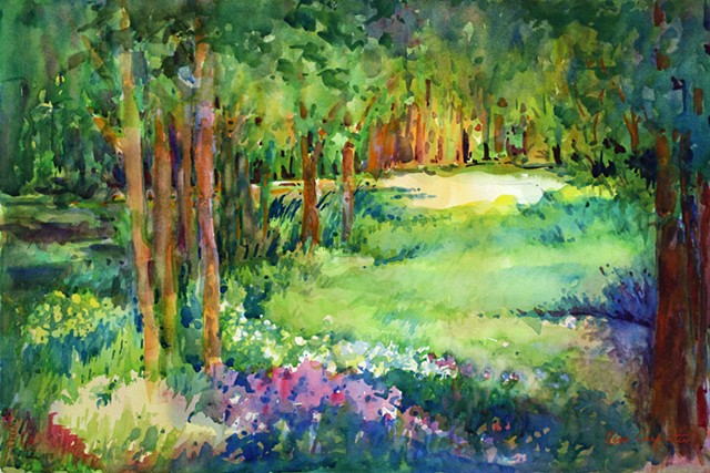 The Clearing, Watercolor on Paper by Jim Carpenter, landscape by Jim Carpenter