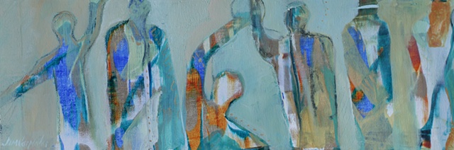 Storyboard V is an Original acrylic painting of figures of the spirit on canvas by Gainesville FL artist Jim Carpenter
