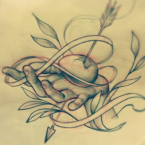 rot and a ribbon hand and egg