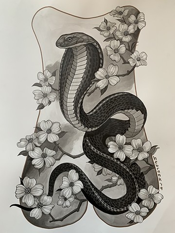 cobra backpiece with dogwood flowers