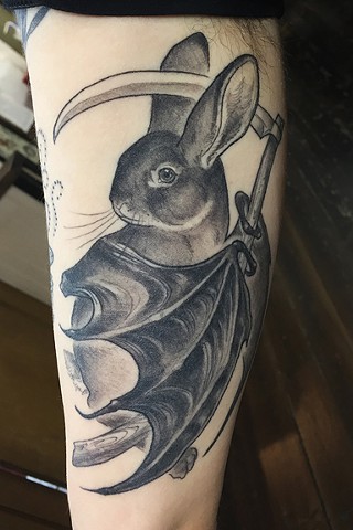 A bunner reaper with bat wings 