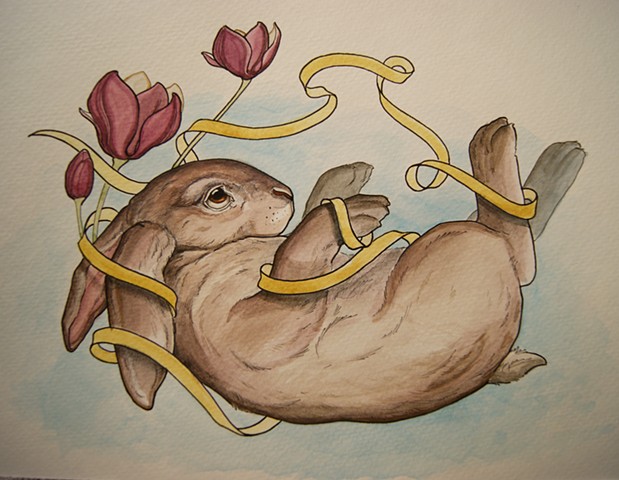bunny painting rabbit ribbon. 