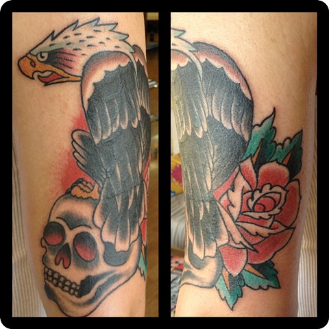 Eagle Skull Rose tattoo - Lahaina, Maui