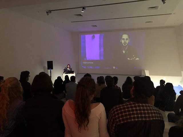 Giving a talk at The Game: The Game opening reception at the Museum of the Moving Image (NYC) - image by Wendell Walker