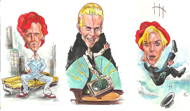 Bowie career caricatures 3