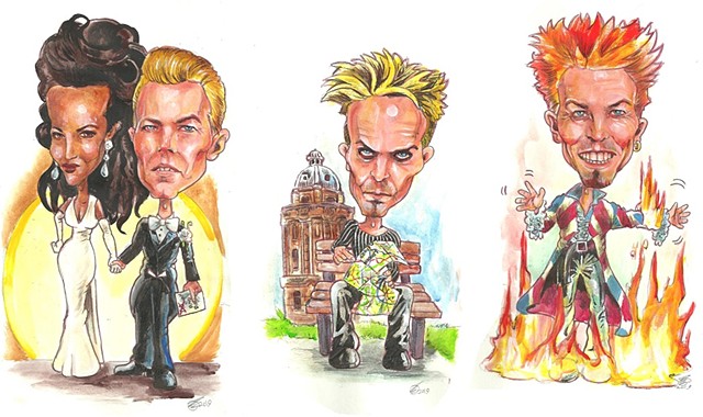 Bowie career caricatures 6
