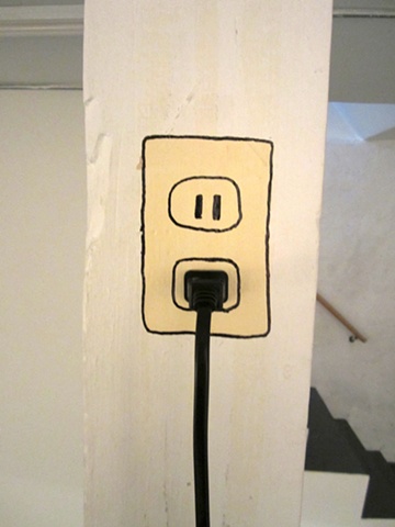 Wall socket painting and cord