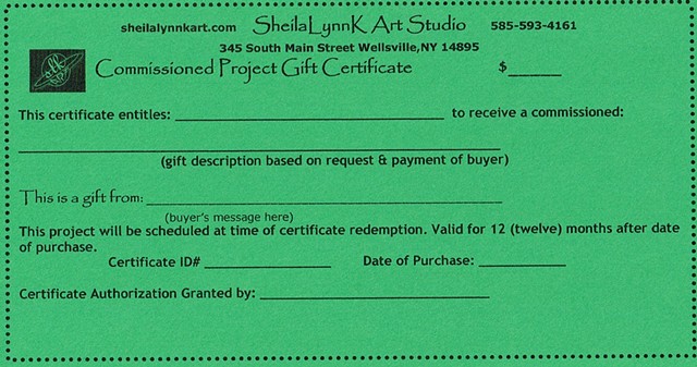 Commissioned Projects Gift Certificates