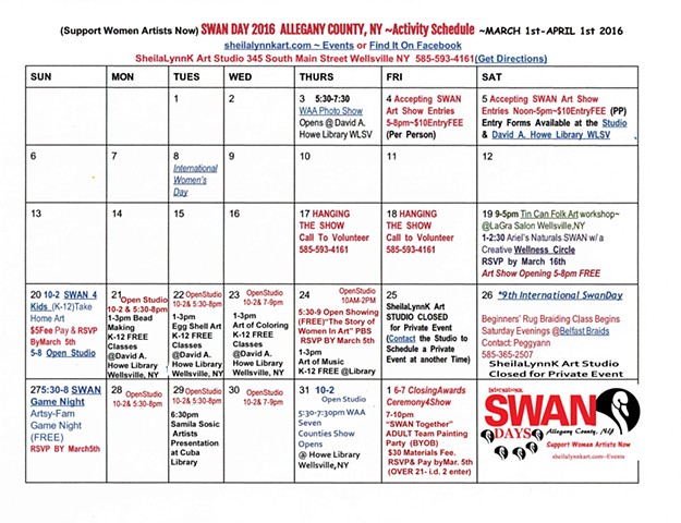 SWAN Day Allegany County NY, Samila Socic, Childrens Art Activities, Kids Art, Wellsville NY, SheilaLynnK Art Studio Events, Women In the Arts, SWAN Local, Affordable Art