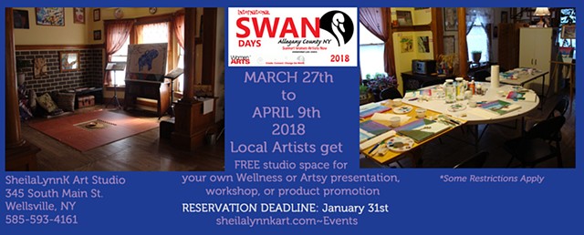 Art space, Wellsville NY, SWAN Day, Women Arts, 