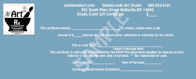 Paint Party Gift Certificate, Event Gift Certificate